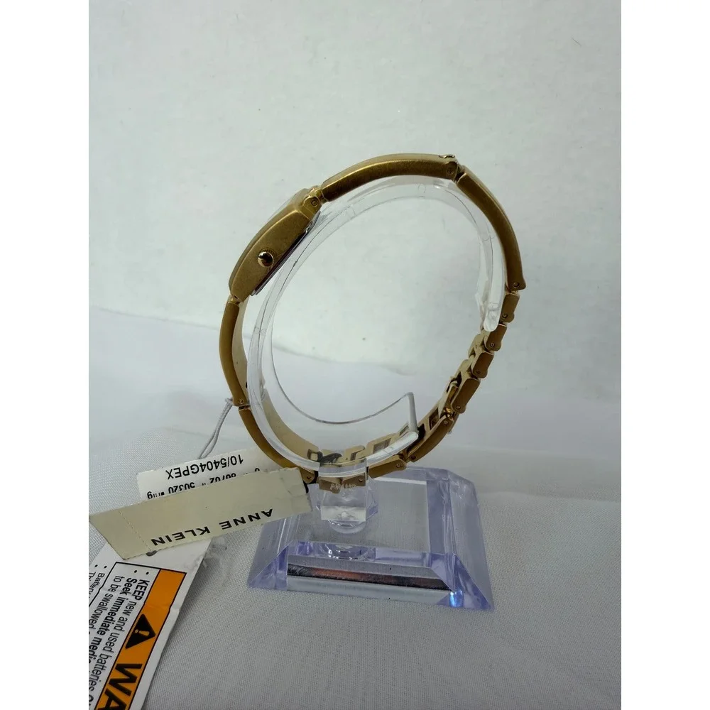 Anne Klein Womens Gold Tone Bangle Watch Rectangular Dial 10/5404GPEX New